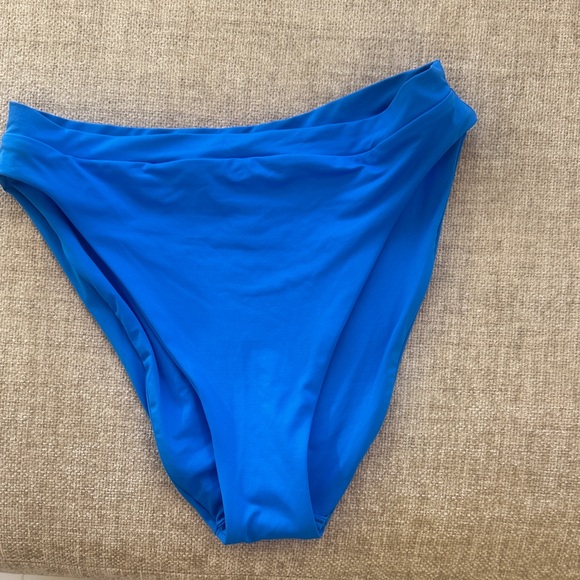 NEW! BECCA Bright Blue French Cut High Waisted Bikini Bottom - Picture 1 of 4